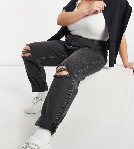 ASOS DESIGN Curve - Mom jeans a vita alta larghi slavato con strappi - ASOS Curve - Modalova