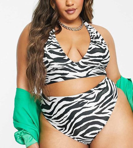 ASOS DESIGN Curve - Mix and Match - Bas de bikini échancré à taille haute et zébrures - Asos Curve - Modalova