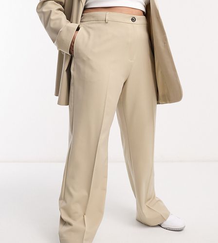 Curve - Mix and Match - Pantaloni da abito dritti slim neutri - ASOS DESIGN - Modalova