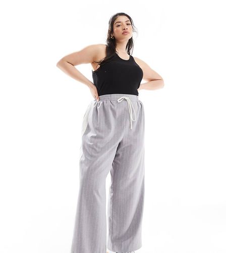 ASOS DESIGN Curve - Pantaloni grigi a righe con pannello a contrasto - ASOS Curve - Modalova