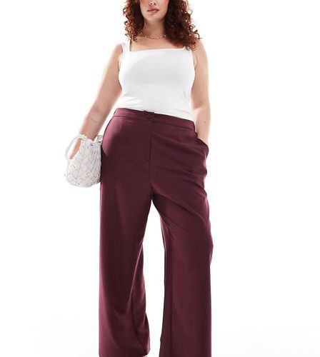 Curve - Pantaloni sartoriali comodi a fondo ampio bordeaux - ASOS DESIGN - Modalova