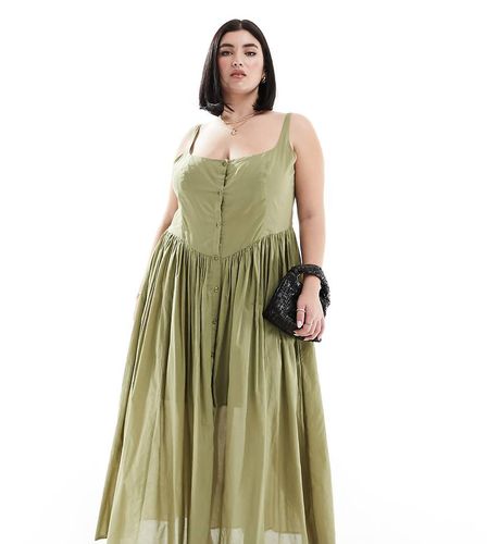 ASOS DESIGN Curve - Prendisole midi in voile verde stile picnic - ASOS Curve - Modalova