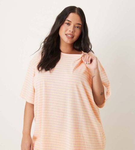 ASOS DESIGN Curve - T-shirt de pyjama à assortir à rayures - Rose - Asos Curve - Modalova