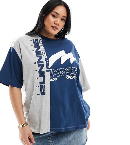 ASOS DESIGN Curve - T-shirt oversize con grafica sportiva e scritta "Running" mélange - ASOS Curve - Modalova