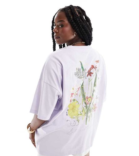 ASOS DESIGN Curve - T-shirt oversize lilla con grafica botanica di fiori sul retro - ASOS Curve - Modalova