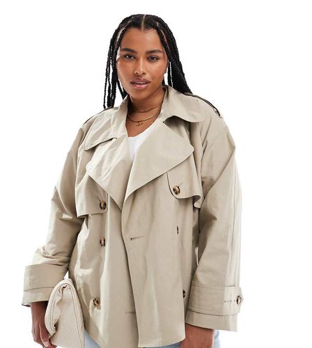 ASOS DESIGN Curve - Trench taglio corto oversize color pietra con cintura - ASOS Curve - Modalova