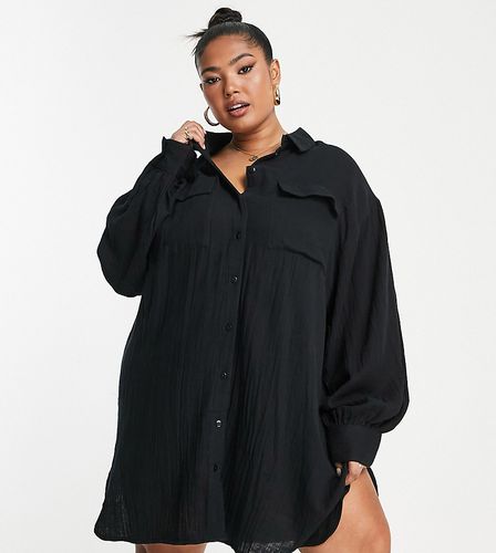 ASOS DESIGN Curve - Vestito camicia corto oversize in tessuto doppio - ASOS Curve - Modalova