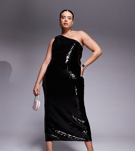 ASOS DESIGN Curve - Vestito midi monospalla con paillettes - ASOS Curve - Modalova