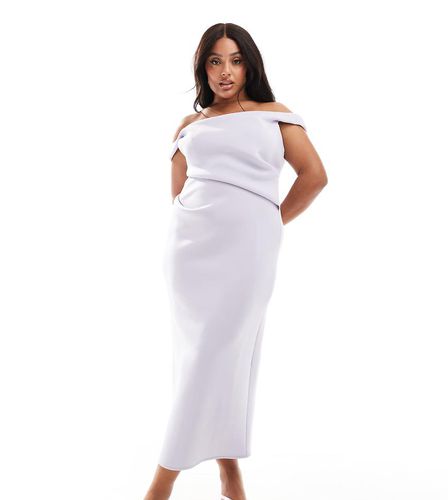 ASOS DESIGN Curve - Vestito midi longuette strutturato lilla con scollo alla Bardot - ASOS Curve - Modalova