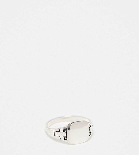 Anello con sigillo in sterling con croce - ASOS DESIGN - Modalova