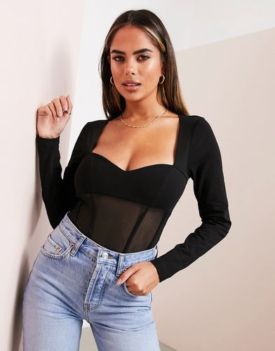 Body stile corsetto in rete con scollo a cuore - ASOS DESIGN - Modalova