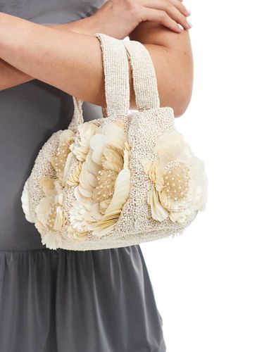 Borsa a mano crema con decorazioni a fiori 3D - ASOS DESIGN - Modalova