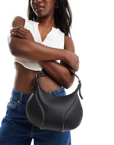 Borsa da spalla nera con cuciture a contrasto - ASOS DESIGN - Modalova