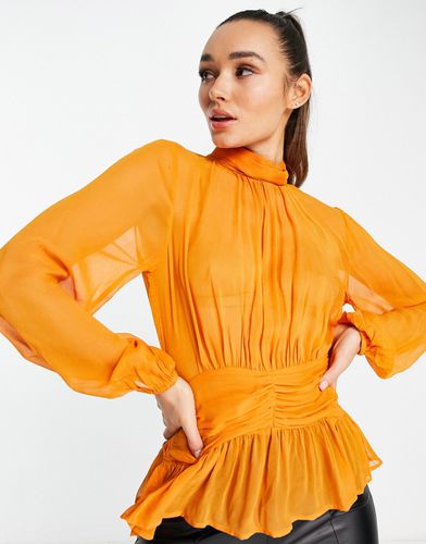 Blusa trasparente con drappeggio sul davanti - ASOS DESIGN - Modalova