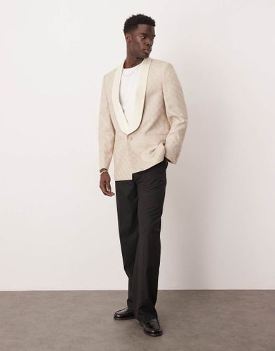 Blazer de smoking classique en jacquard - Taupe - Asos Design - Modalova