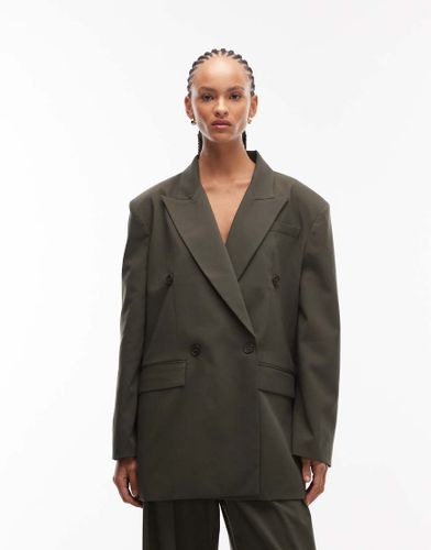 Blazer de tailleur croisé à épaules oversize - Olive - Asos Design - Modalova