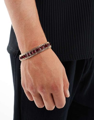 Bracciale color con pietre rosse - ASOS DESIGN - Modalova