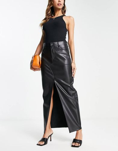 Gonna lunga in pelle sintetica nera - ASOS DESIGN - Modalova