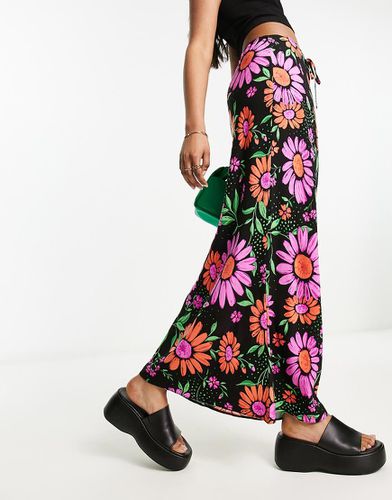 Gonna lunga scura a fiori arancioni allacciata in vita stile anni '90 - ASOS DESIGN - Modalova