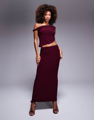 Gonna lunga sinuosa bordeaux in coordinato - ASOS DESIGN - Modalova