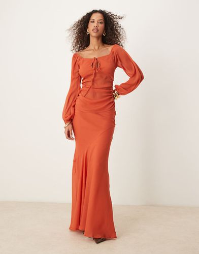 Gonna lunga rossa in chiffon in coordinato - ASOS DESIGN - Modalova