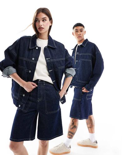 Giacca di jeans unisex oversize rinse wash con cuciture a contrasto - ASOS DESIGN - Modalova