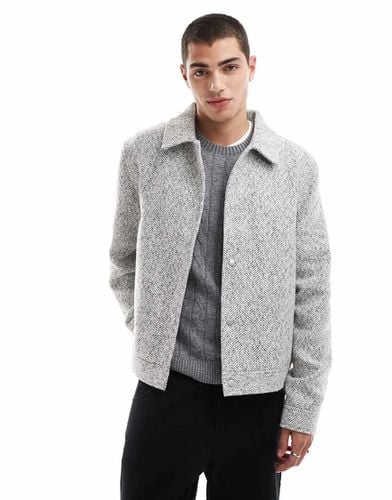 Giacca harrington effetto lana con motivo spigato colore - ASOS DESIGN - Modalova