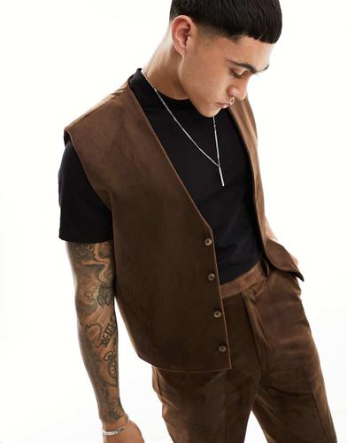 Gilet da abito corto squadrato scamosciato - ASOS DESIGN - Modalova