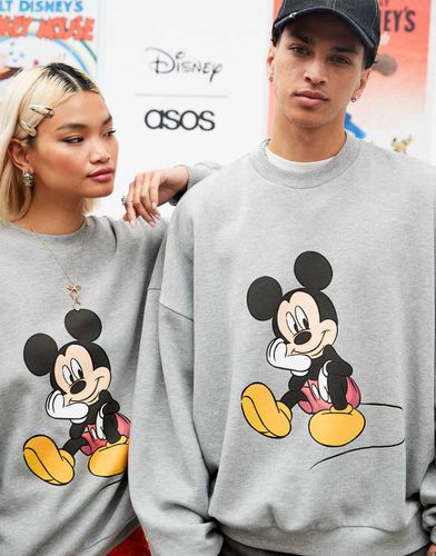 Disney - Felpa super oversize unisex mélange con stampa di Topolino - ASOS DESIGN - Modalova