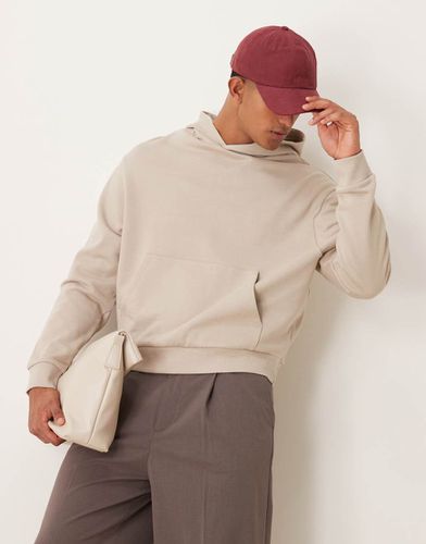 Essential - Felpa con cappuccio oversize squadrata beige - ASOS DESIGN - Modalova