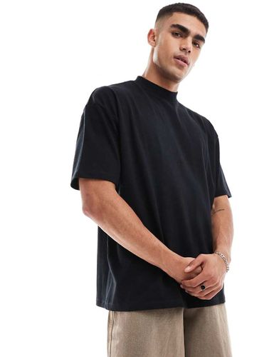 Essential - T-shirt oversize accollata pesante da 240 gsm nera - ASOS DESIGN - Modalova