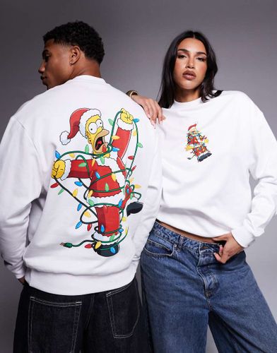 Felpa oversize unisex bianca con stampa natalizia di Homer dei Simpson - ASOS DESIGN - Modalova