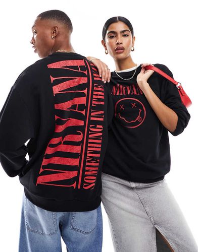 Felpa unisex oversize nera con stampa dei Nirvana su licenza - ASOS DESIGN - Modalova