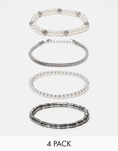 Festival - Confezione da 4 bracciali con perle sintetiche - ASOS DESIGN - Modalova