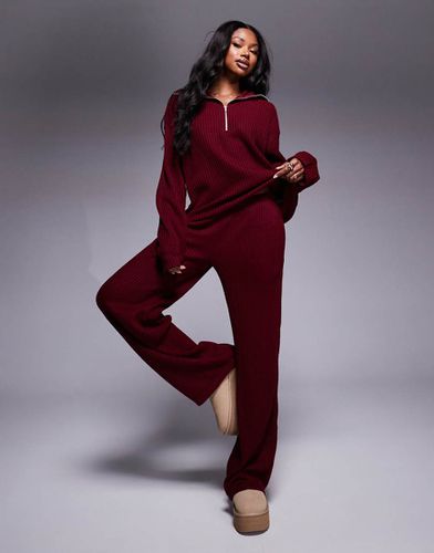 Joggers a fondo ampio bordeaux a coste in coordinato - ASOS DESIGN - Modalova