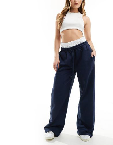 Joggers oversize blu navy con fascia in vita stile boxer - ASOS DESIGN - Modalova