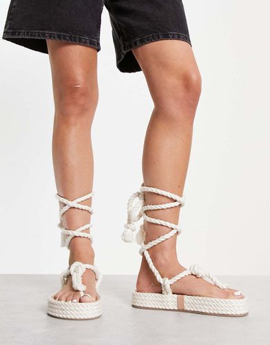 Jetsetter - Espadrilles premium in corda neutre allacciate alla caviglia - ASOS DESIGN - Modalova