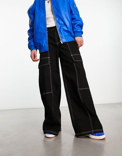 Jeans a fondo super ampio neri con cuciture a contrasto - ASOS DESIGN - Modalova