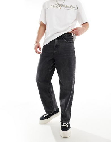 Jeans rigidi classici neri con baffature - ASOS DESIGN - Modalova