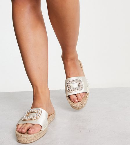 Jenna - Sandali stile espadrilles color avorio con perle a pianta larga - ASOS DESIGN - Modalova