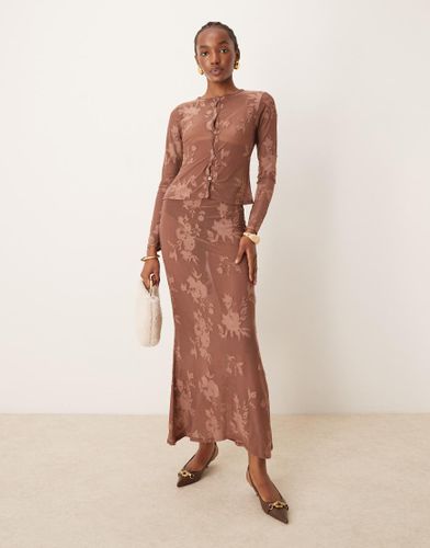 Jupe d'ensemble longue en tulle floqué avec ourlet plongeant - Asos Design - Modalova