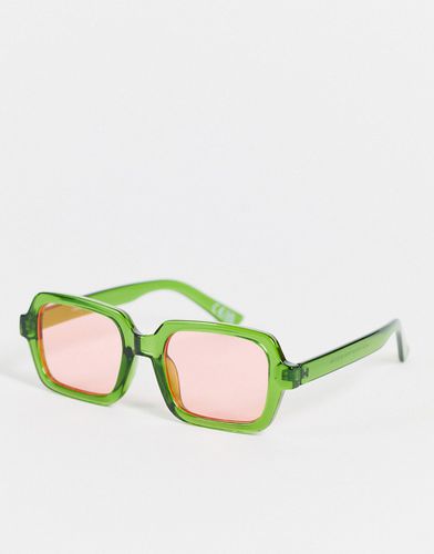 Occhiali da sole squadrati verdi con lenti rosa - ASOS DESIGN - Modalova