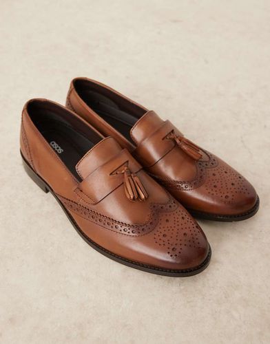 Mocassini brogue in pelle color cuoio con nappe - ASOS DESIGN - Modalova