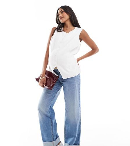 ASOS DESIGN Maternity - Jeans ampi con risvolto profondo azzurri - ASOS Maternity - Modalova