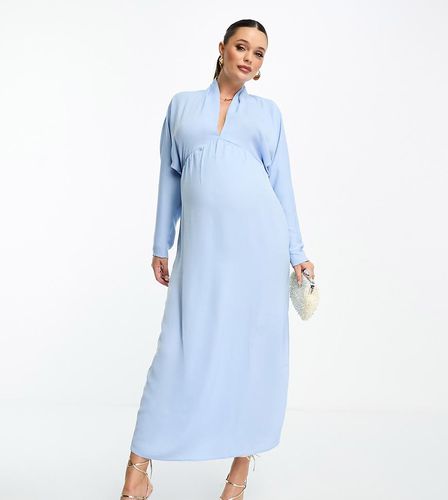 ASOS DESIGN Maternity - Vestito midi pallido con scollo profondo e maniche ad ali di pipistrello - ASOS Maternity - Modalova