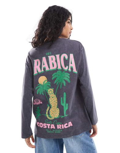 Maglietta stile skater a maniche lunghe antracite con grafica "Costa Rica" - ASOS DESIGN - Modalova