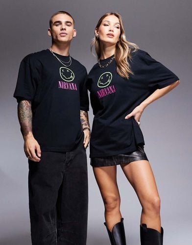 Maglietta unisex oversize nera con stampa di band su licenza - ASOS DESIGN - Modalova