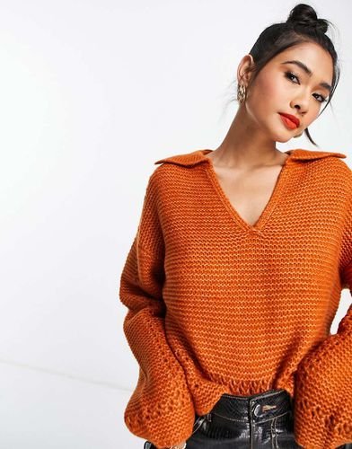 Maglione con scollo aperto e colletto color ruggine - ASOS DESIGN - Modalova