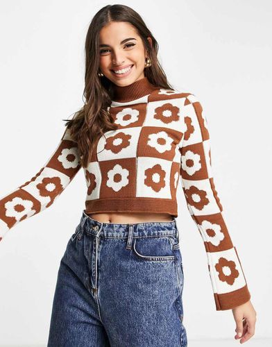 Maglione accollato a quadri e a fiori - ASOS DESIGN - Modalova