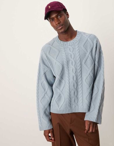 Maglione girocollo pesante oversize in misto lana chiaro lavorato a trecce - ASOS DESIGN - Modalova